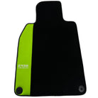 Black Floor Mats for Porsche 981 Boxster (2013-2016) with Green Leather ER56 Design - AutoWin