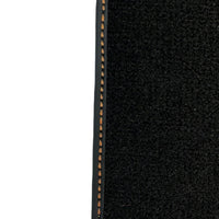 Black Floor Mats for Porsche 981 Boxster (2013-2016) with Orange Alcantara Leather ER56 Design - AutoWin