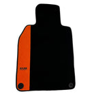 Black Floor Mats for Porsche 981 Boxster (2013-2016) with Orange Alcantara Leather ER56 Design - AutoWin