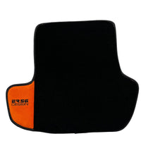 Black Floor Mats for Porsche Cayenne (2010-2018) with Orange Alcantara Leather ER56 Design - AutoWin