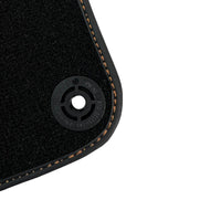 Black Floor Mats for Porsche Cayenne (2018-2023) with Orange Alcantara Leather ER56 Design - AutoWin