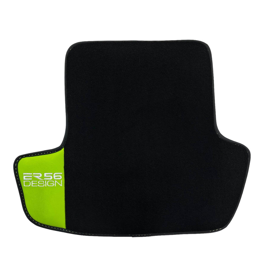 Black Floor Mats for Porsche Panamera (2009-2016) with Green Leather ER56 Design - AutoWin