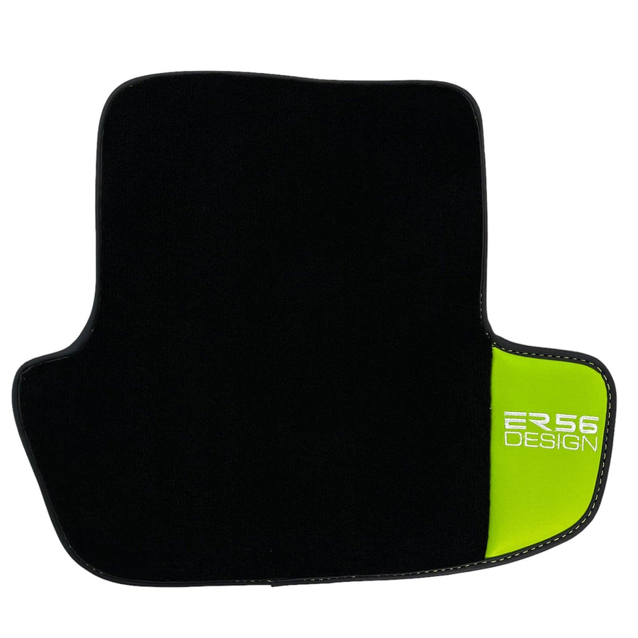 Black Floor Mats for Porsche Panamera (2009-2016) with Green Leather ER56 Design - AutoWin