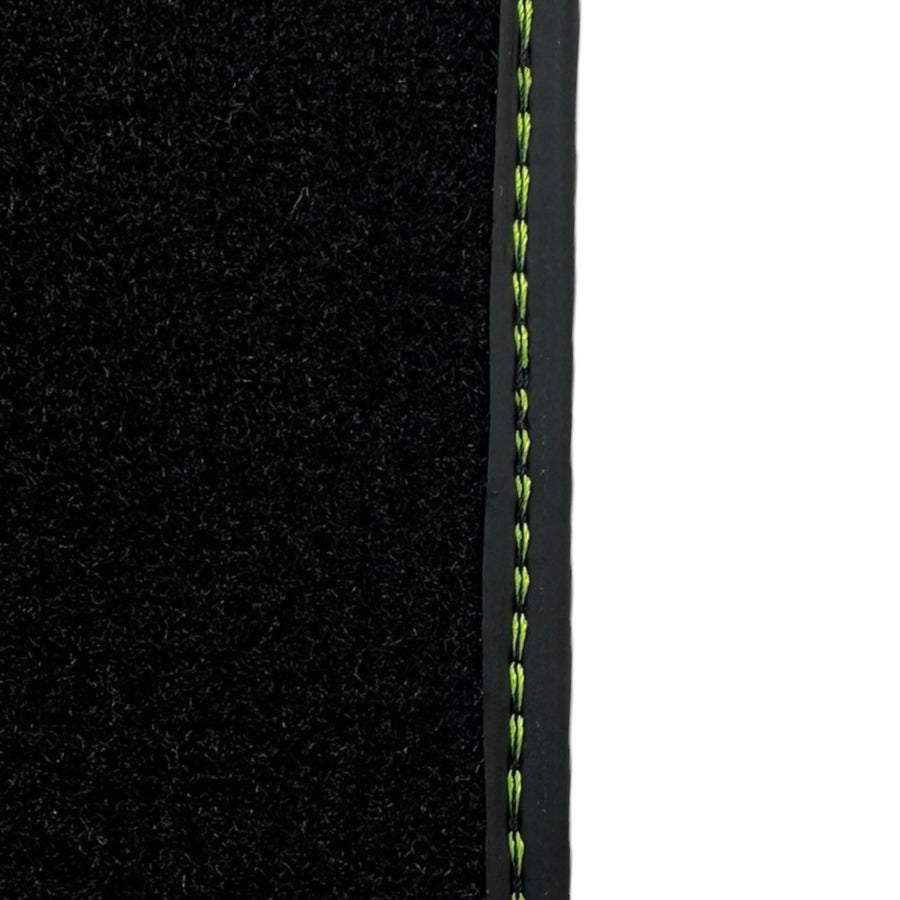 Black Floor Mats for Porsche Panamera (2009-2016) with Green Leather ER56 Design - AutoWin