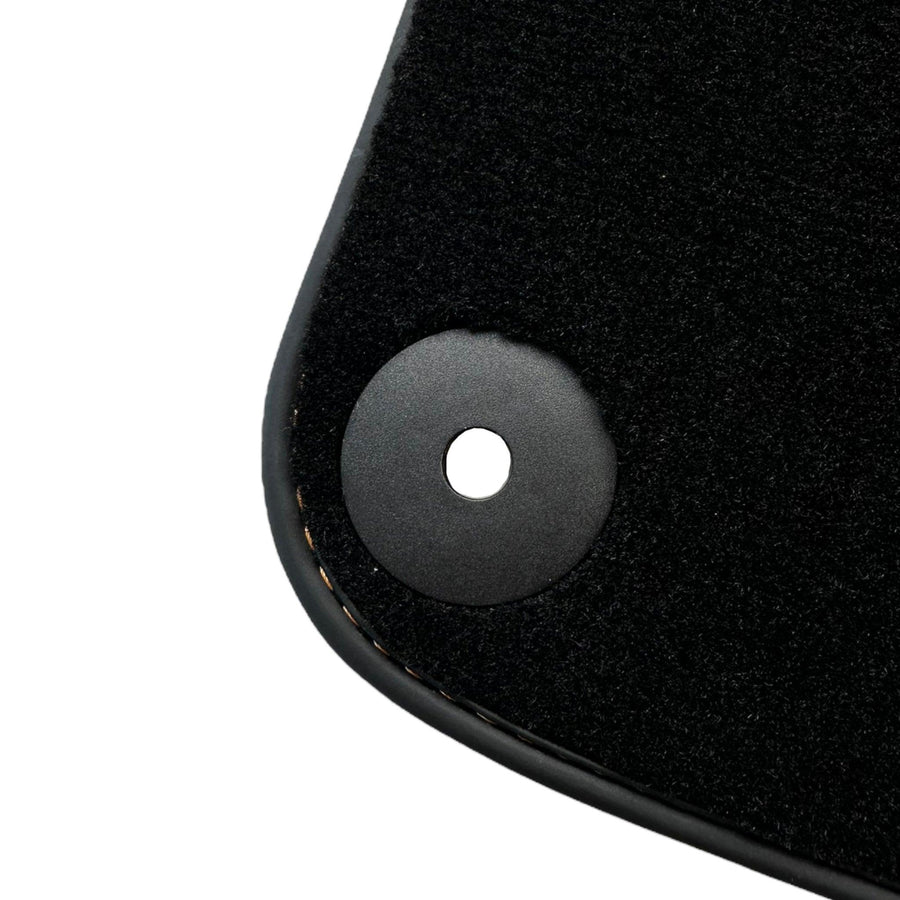 Black Floor Mats for Porsche Panamera (2009-2016) with Orange Alcantara Leather ER56 Design - AutoWin