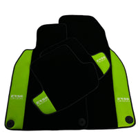Black Floor Mats for Porsche Taycan (2019-2023) with Green Leather ER56 Design - AutoWin