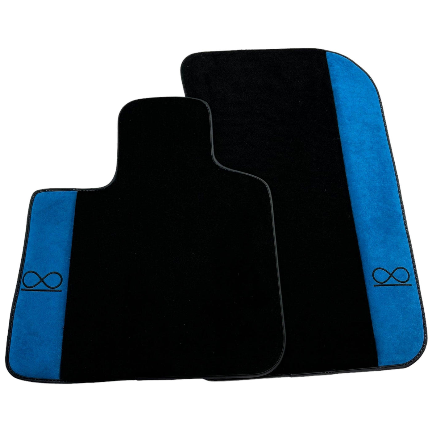 Black Floor Mats For Rolls Royce Black Badge Cullinan Blue Alcantara Leather - AutoWin