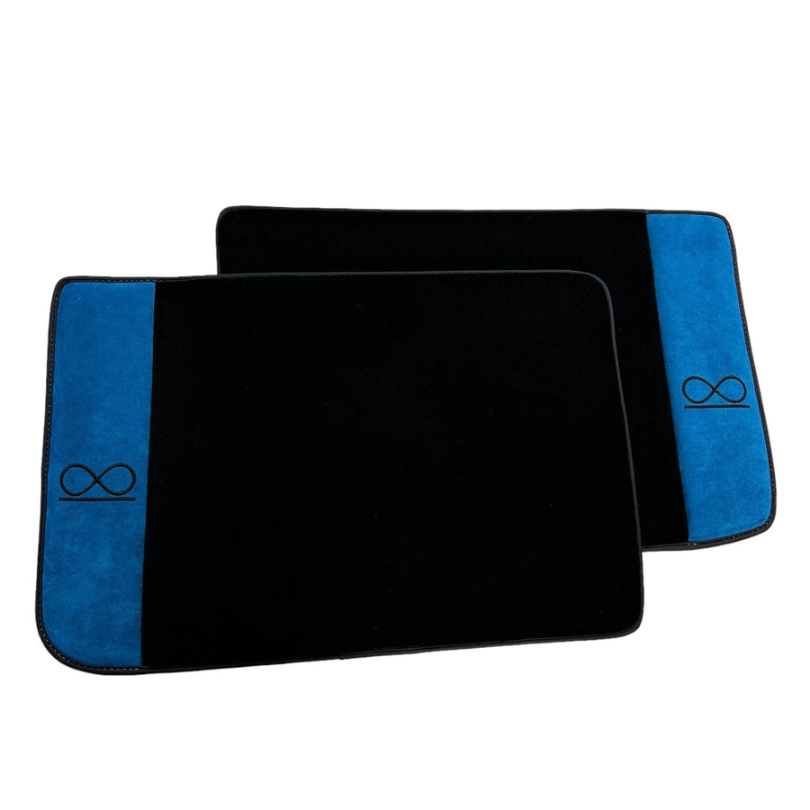 Black Floor Mats For Rolls Royce Black Badge Cullinan Blue Alcantara Leather - AutoWin