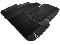 Black Floor Mats For Rolls Royce Black Badge Ghost Series II (2021-2024) Fluorescent Logo