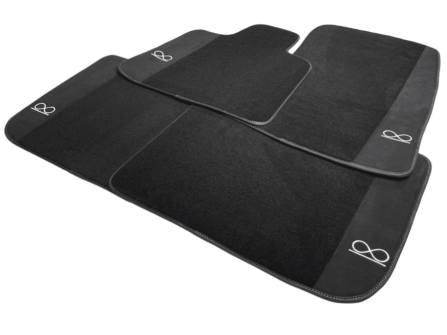 Black Floor Mats For Rolls Royce Black Badge Ghost Series II (2021-2024) Fluorescent Logo