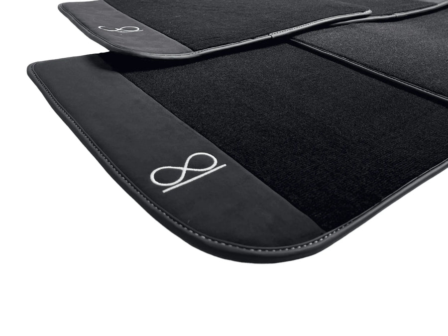 Black Floor Mats For Rolls Royce Black Badge Ghost Series II (2021-2024) Fluorescent Logo