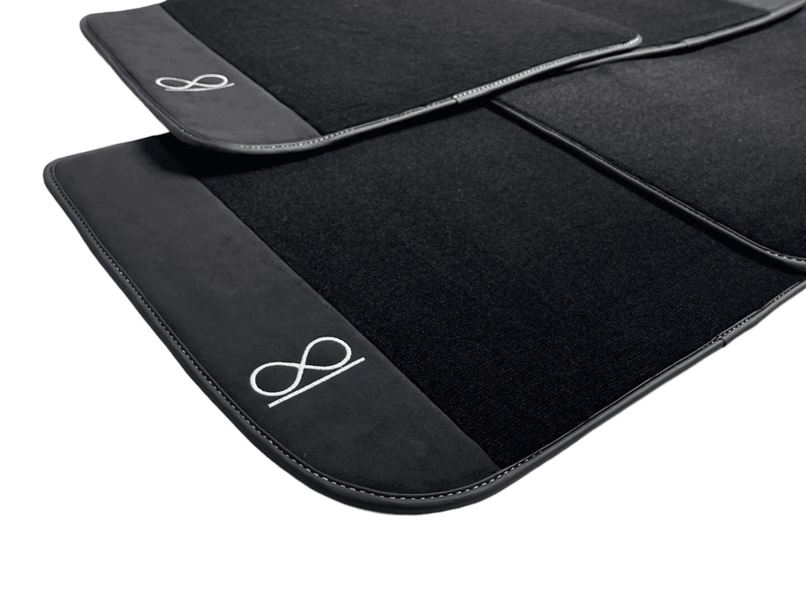 Black Floor Mats For Rolls Royce Black Badge Ghost Series II (2021-2024) Fluorescent Logo