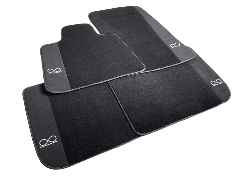 Black Floor Mats For Rolls Royce Black Badge Ghost Series II (2021-2024) Fluorescent Logo
