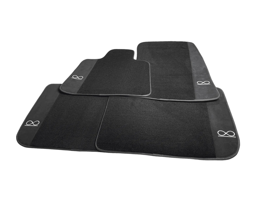 Black Floor Mats For Rolls Royce Black Badge Ghost Series II (2021-2024) Fluorescent Logo