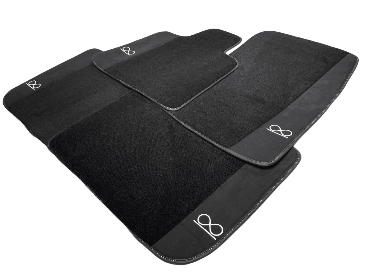 Black Floor Mats For Rolls Royce Black Badge Ghost Series II (2021-2024) Fluorescent Logo