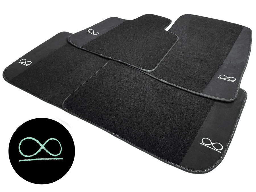 Black Floor Mats For Rolls Royce Black Badge Ghost Series II (2021-2024) Fluorescent Logo