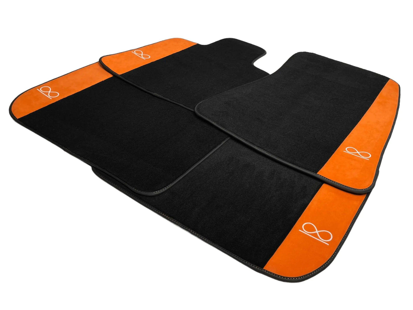 Black Floor Mats For Rolls Royce Black Badge Wraith Orange Alcantara - AutoWin