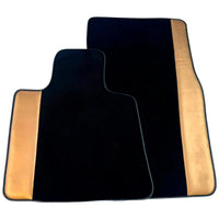 Black Floor Mats for Rolls Royce Cullinan (2018-2025) with Golden Leather