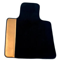 Black Floor Mats for Rolls Royce Cullinan (2018-2025) with Golden Leather