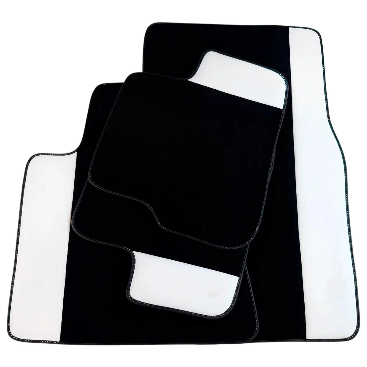 Black Floor Mats for Rolls Royce Cullinan (2018-2025) with White Leather