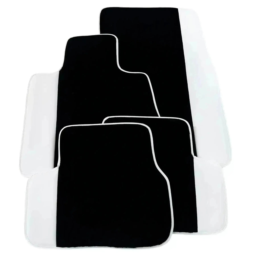 Black Floor Mats for Rolls Royce Cullinan 2018-2025 with White Leather | White Trim