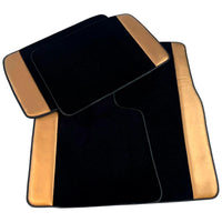 Black Floor Mats for Rolls Royce Dawn (2016-2023) with Golden Leather