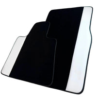 Black Floor Mats for Rolls Royce Dawn (2016-2023) with White Leather