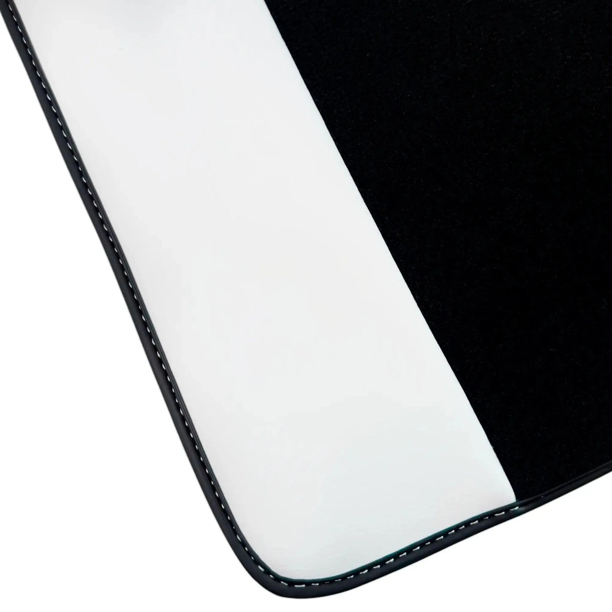 Black Floor Mats for Rolls Royce Ghost Series I (2010–2020) with White Leather