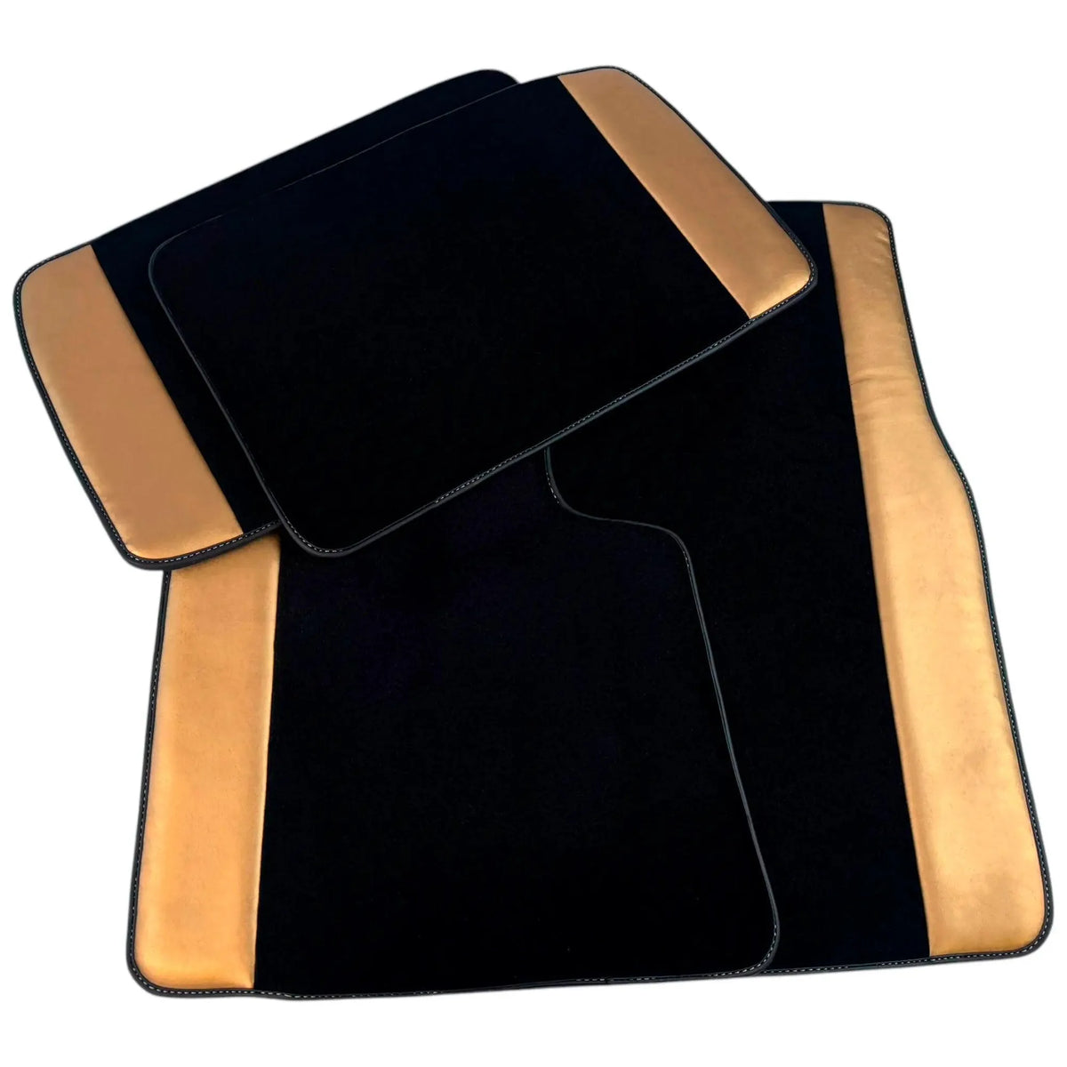 Black Floor Mats for Rolls Royce Ghost Series II (2021-2024) with Golden Leather