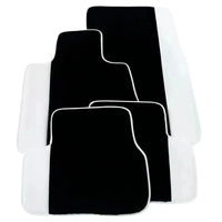 Black Floor Mats for Rolls Royce Ghost Series II (2021-2024) with White Leather | White Trim