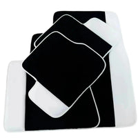 Black Floor Mats for Rolls Royce Ghost Series II (2021-2024) with White Leather | White Trim