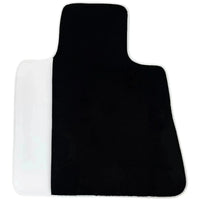 Black Floor Mats for Rolls Royce Ghost Series II (2021-2024) with White Leather | White Trim