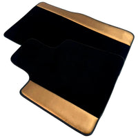 Black Floor Mats for Rolls Royce Phantom Drophead Coupe (2007-2016) with Golden Leather