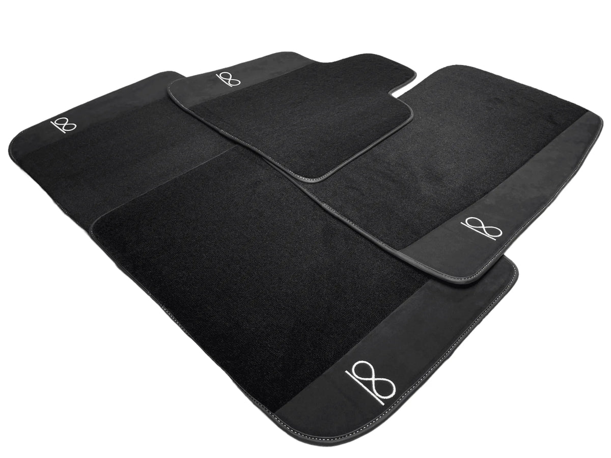 Black Floor Mats For Rolls Royce Phantom VIII (2017-2024) Black Badge Fluorescent Logo