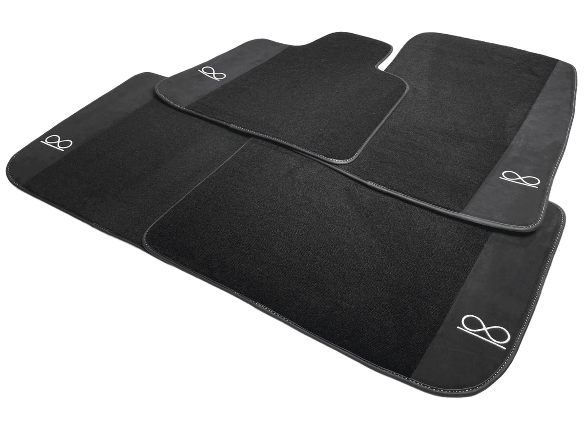 Black Floor Mats For Rolls Royce Phantom VIII (2017-2024) Black Badge Fluorescent Logo