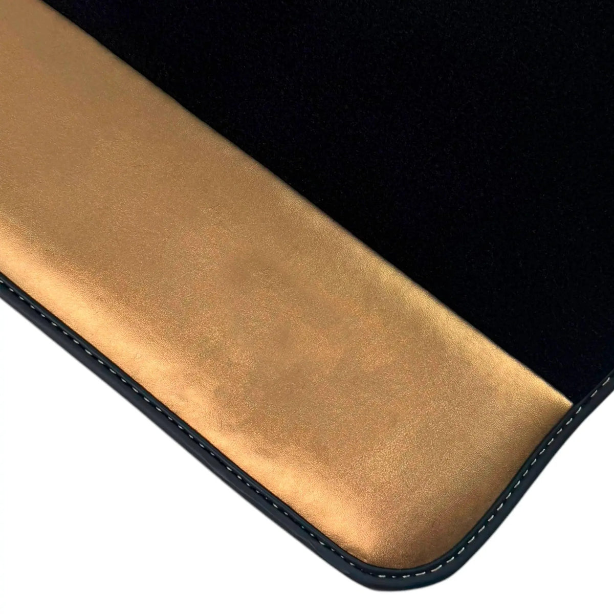 Black Floor Mats for Rolls Royce Phantom VIII (2017-2024) with Golden Leather