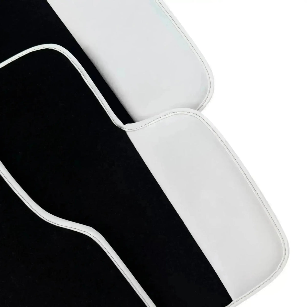 Black Floor Mats for Rolls Royce Phantom VIII 2017-2024 with White Leather | White Trim