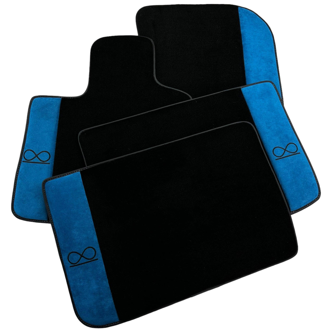 Black Floor Mats For Rolls Royce Spectre (2023-2024) Blue Alcantara Leather - AutoWin