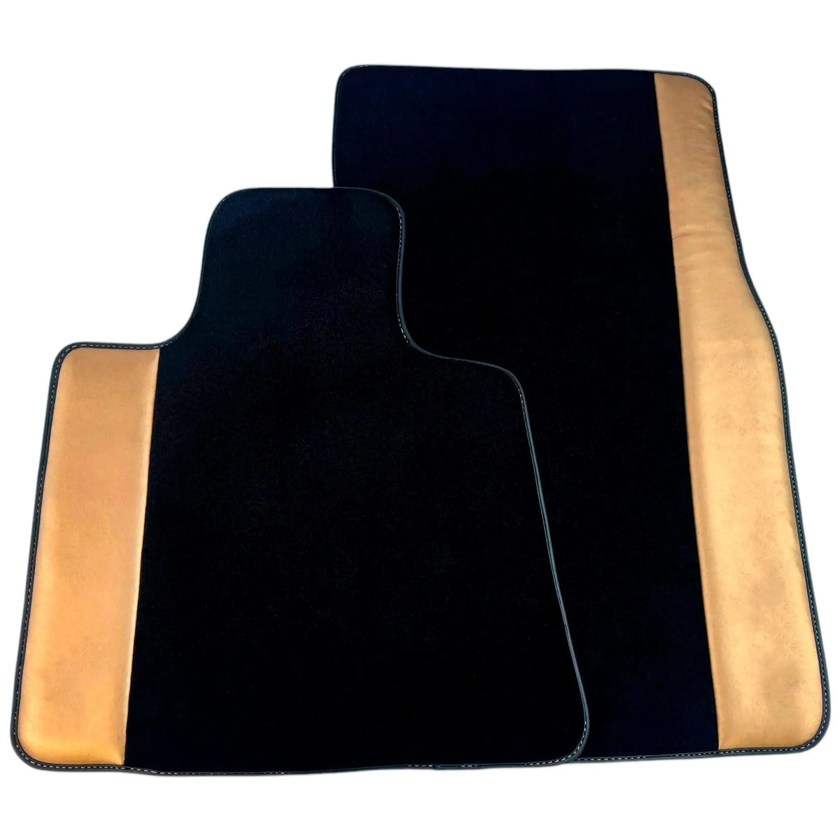 Black Floor Mats for Rolls Royce Wraith (2013–2023) with Golden Leather