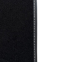 Black Floor Mats for Rolls Royce Wraith 2013–2023 with Gray Leather Borders