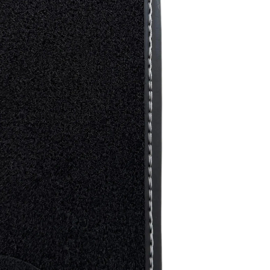 Black Floor Mats for Rolls Royce Wraith 2013–2023 with Gray Leather Borders