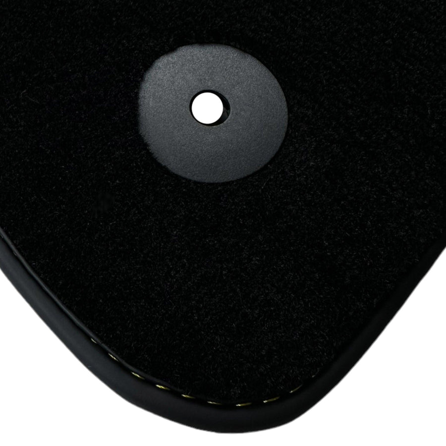 Black Floor Mats with Leather for Audi A4 - B9 Sedan (2019-2023) - Fighter Jet Edition - AutoWin