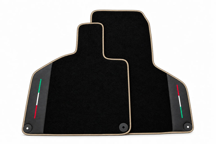 Black Floor Mats with Leather for Lamborghini Huracan (2014-2023) - Italian Edition Beige trim