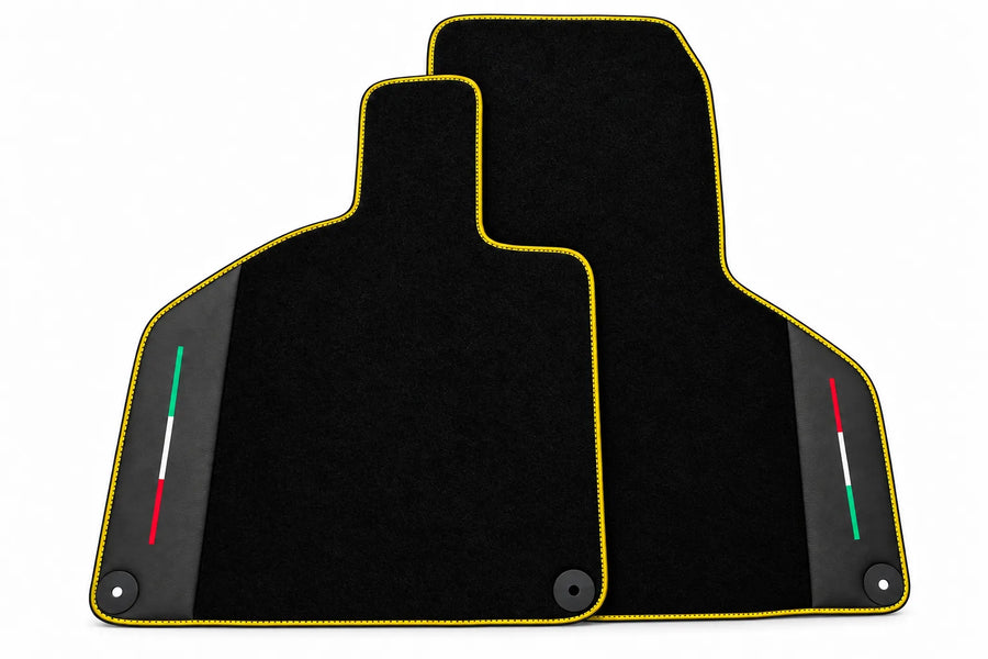 Black Floor Mats with Leather for Lamborghini Huracan (2014-2023) - Italian Edition Yellow trim