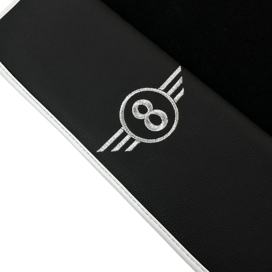 Black Floor Mats for Mini Cooper F56 (2013-2022) with Leather | White Trim - AutoWin