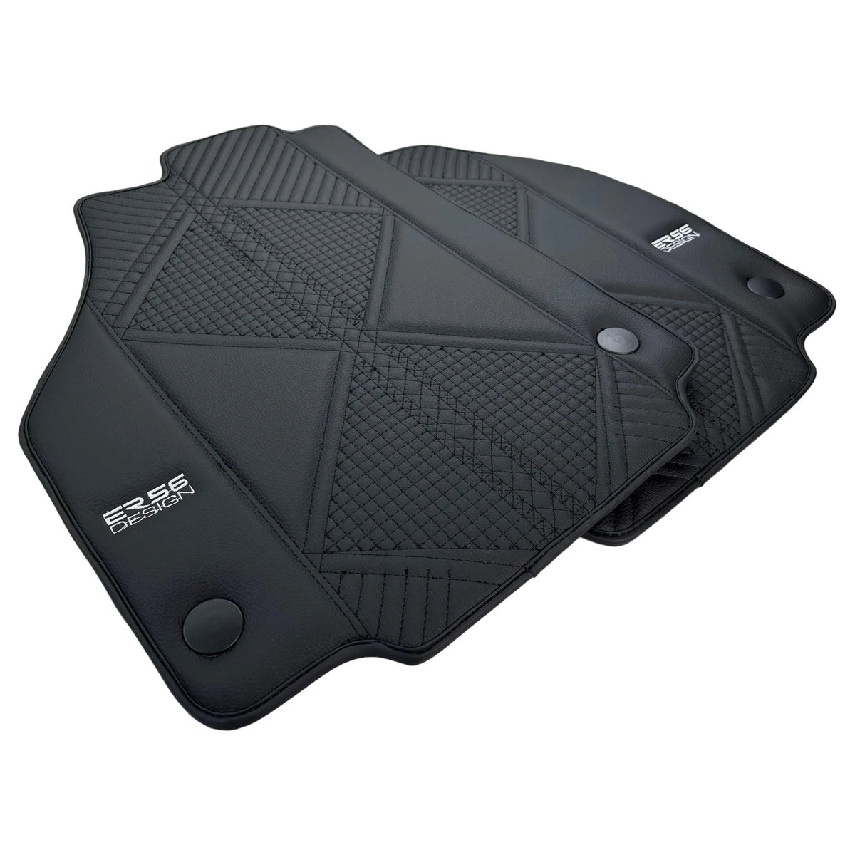 Black Leather Floor Mats For Ferrari 458 GT2 (2012-2015) ER56 Design - AutoWin