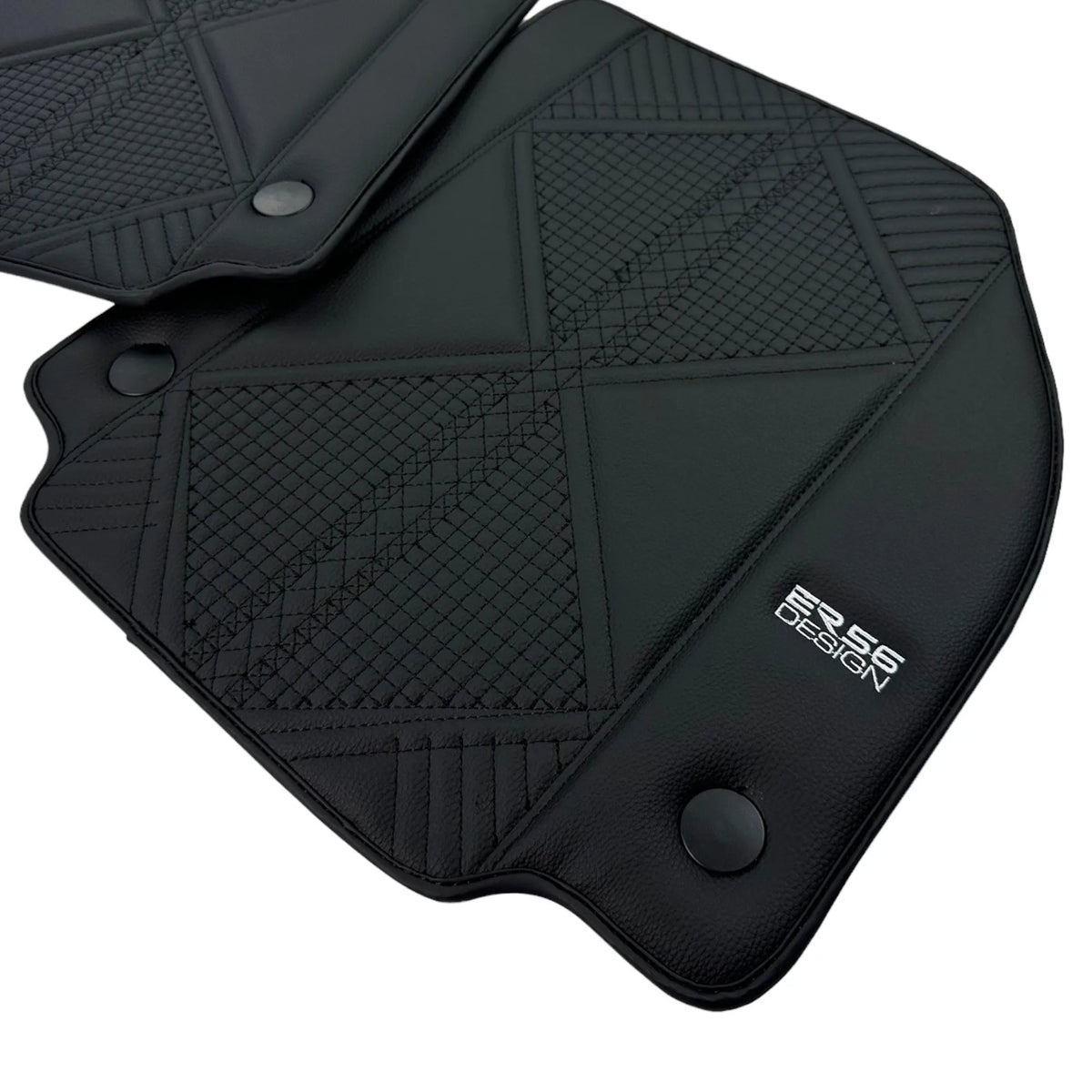 Black Leather Floor Mats For Ferrari 458 Italia (2009-2015) ER56 Design - AutoWin