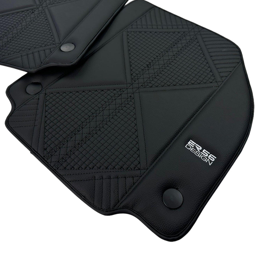Black Leather Floor Mats For Ferrari 458 Spider (2012-2015) ER56 Design - AutoWin