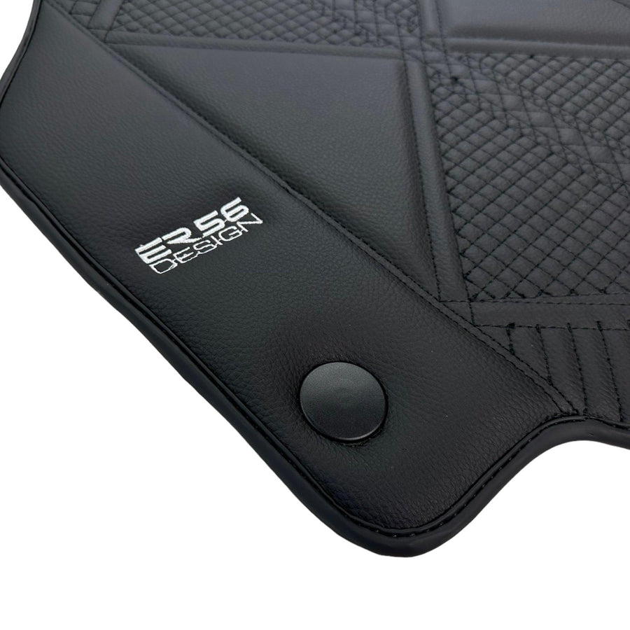 Black Leather Floor Mats For Ferrari 488 GTB (2016-2022) ER56 Design - AutoWin
