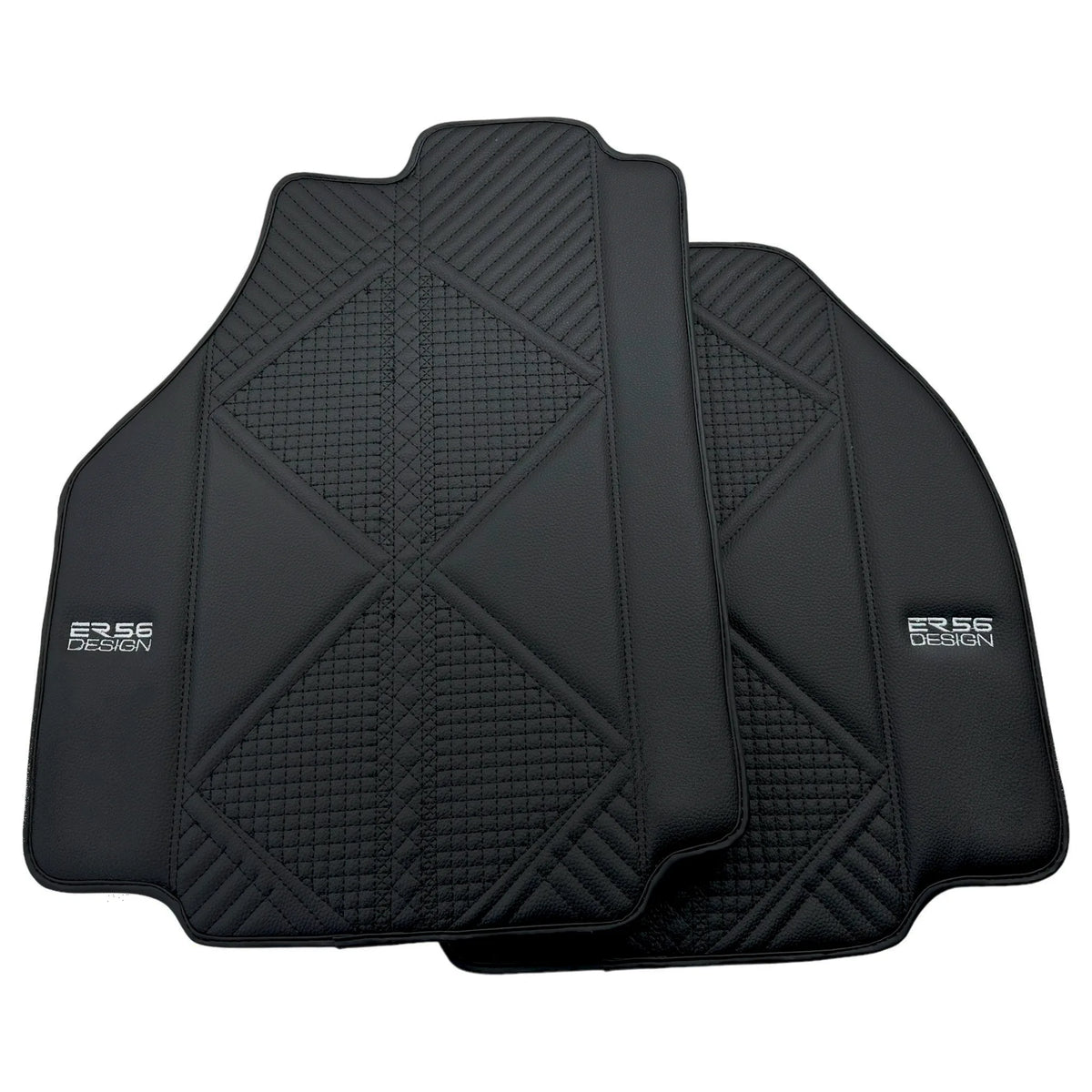 Black Leather Floor Mats For Ferrari 488 Pista Spider (2019-2021) ER56 Design